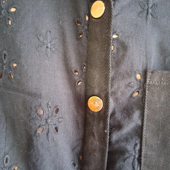 ๐ For Love And Lemons Black Eyelet Lace Cropped Jumpsuit Sz.XS - Picture 13 of 14